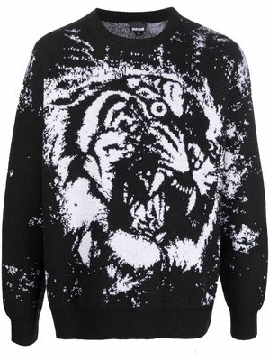 Just Cavalli tiger intarsia-knit jumper - Black