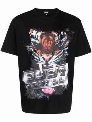 Just Cavalli tiger-print short-sleeved T-shirt - Black