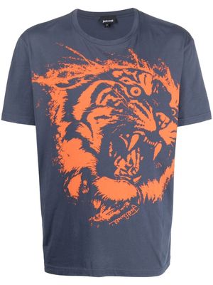 Just Cavalli Tiger-print short-sleeved T-shirt - Blue