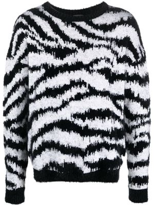 Just Cavalli zebra-pattern crew neck jumper - Black