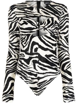 Just Cavalli zebra-print cut-out bodysuit - Black
