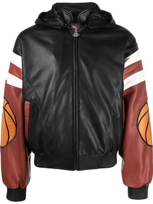 Just Don New York basketball leather jacket - Black
