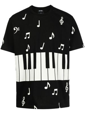 Just Don piano-print T-shirt - Black