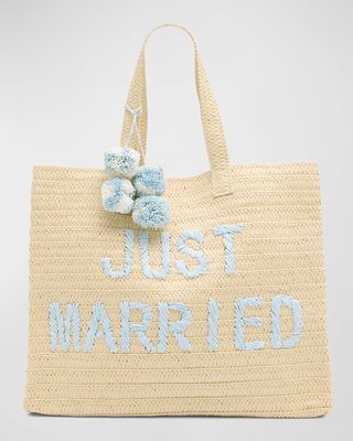 Just Married Straw Tote Bag