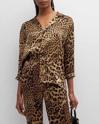 Juste Leopard-Print Silk Pajama Shirt