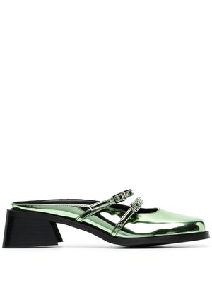 Justine Clenquet Andie 55mm metallic leather mules - Green