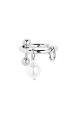Justine Clenquet Besty Mixed Charms Ear Cuff in Palladium
