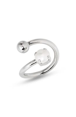 Justine Clenquet Coco Imitation Pearl Open Ring in Palladium