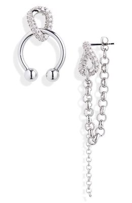 Justine Clenquet Holly Mismatched Hoop Earrings in Palladium