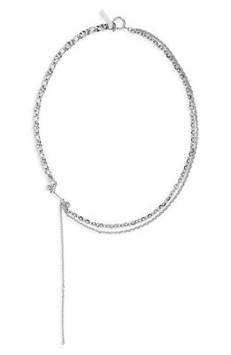 Justine Clenquet Kim Triple Chain with Barbell Necklace in Palladium