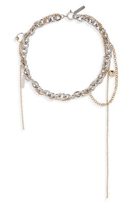 Justine Clenquet Lewis Two-Tone Chain Charm Necklace in Palladium Pale Gold