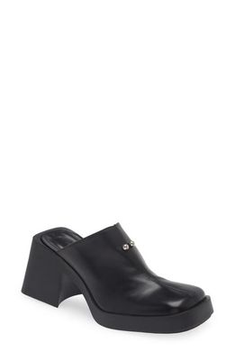 Justine Clenquet Raya Ball Block Heel Faux Leather Mule in Black