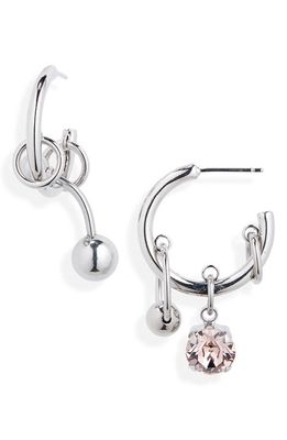 Justine Clenquet Sally Mismatched Charm Hoop Earrings in Palladium