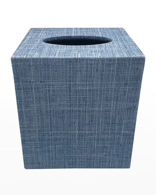 Jute Cube Tissue Box Cover, Heather Blue