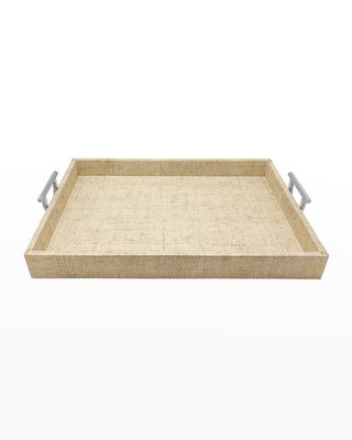 Jute Tray with Metal Handles, Sand