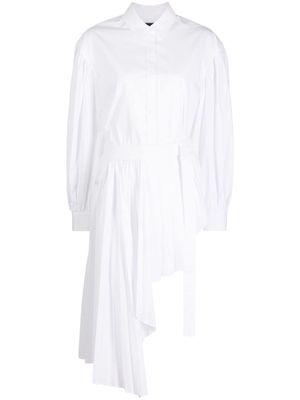 Juun.J asymmetric pleated mini shirtdress - White