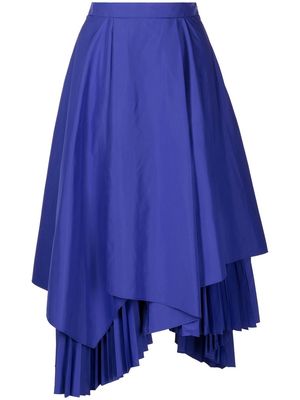 Juun.J asymmetric plissé skirt - Blue