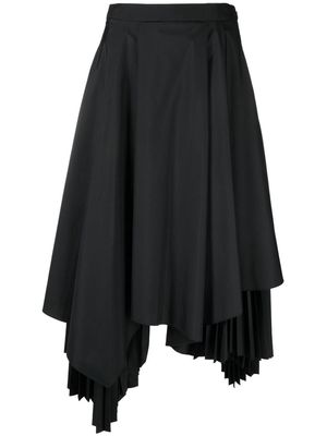 Juun.J asymmetrical layered midi skirt - Black