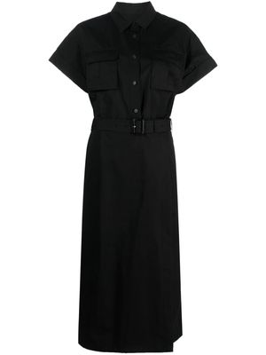 Juun.J belted short-sleeve shirt dress - Black