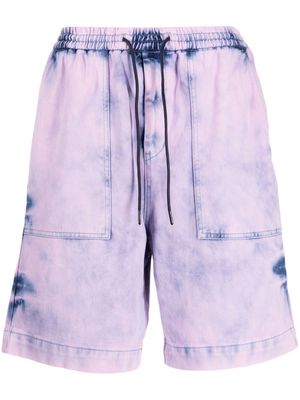 Juun.J bleached-effect cotton track shorts - Pink