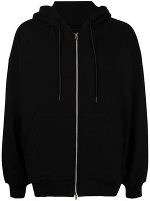 Juun.J Complique-embroidered cotton hoodie - Black