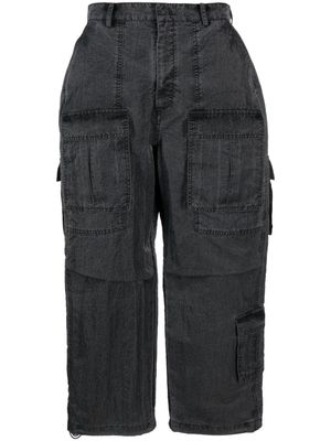 Juun.J cropped denim cargo trousers - Grey
