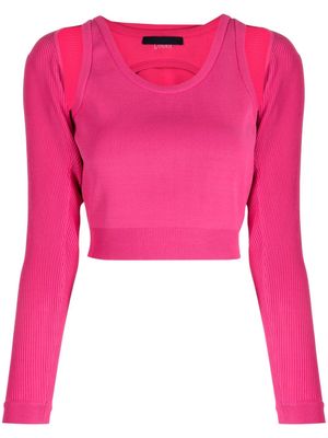 Juun.J cut-out layered cropped top - Pink
