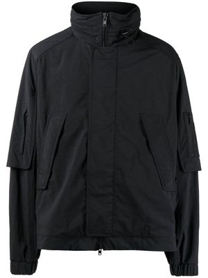 Juun.J detachable-hood zip-up jacket - Black