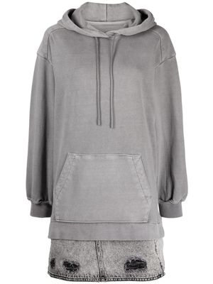 Juun.J distressed-effect hooded cotton minidress - Grey