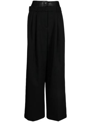 Juun.J double-layer wide-leg wool trousers - Black