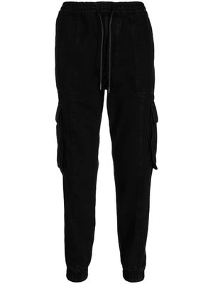 Juun.J drawstring cotton tapered trousers - Black