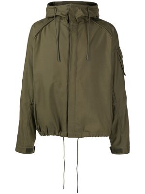 Juun.J drawstring-hood high-neck jacket - Green