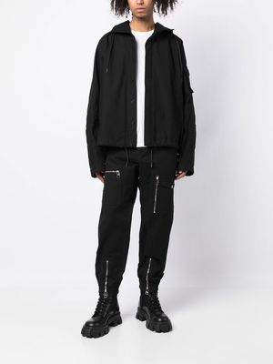 Juun.J drawstring hood shirt jacket - Black