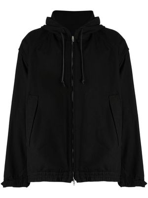 Juun.J drawstring-hood zip-up jacket - Black
