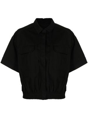 Juun.J elasticated-hem short-sleeve shirt - Black