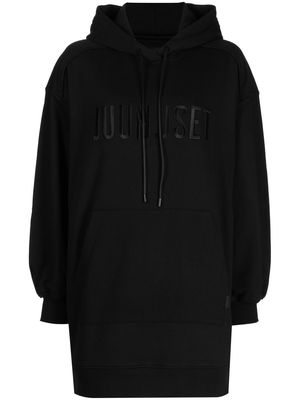 Juun.J embroidered-logo cotton hoodie - Black