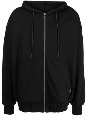 Juun.J embroidered-logo drawstring hoodie - Black