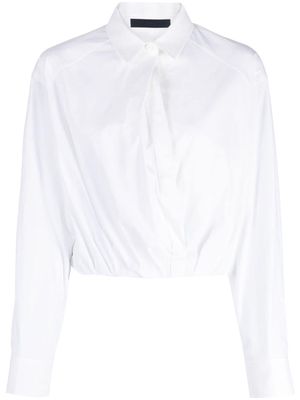 Juun.J gathered-detail cropped shirt - White
