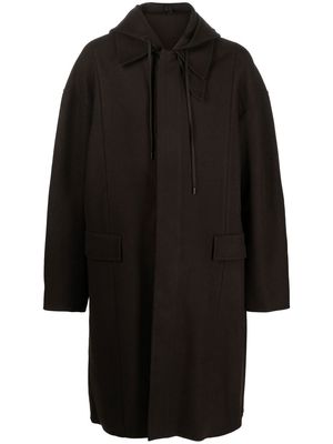 Juun.J hooded single-breasted wool coat - Brown