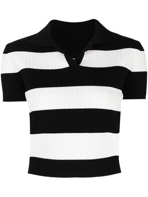 Juun.J horizontal-stripe cropped T-shirt - Black