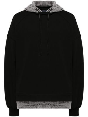 Juun.J layered denim hoodie - Black