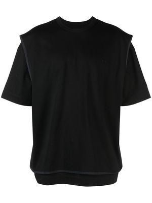 Juun.J layered press-stud T-shirt - Black