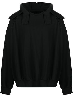 Juun.J logo-embroidered cotton hoodie - Black