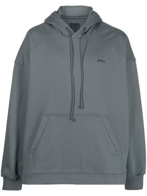 Juun.J logo-embroidered drawstring hoodie - Grey