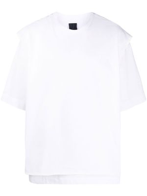 Juun.J logo-embroidery layered T-shirt - White