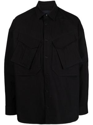 Juun.J panelled flap pocket shirt - Black