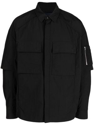 Juun.J panelled layered taffeta shirt jacket - Black