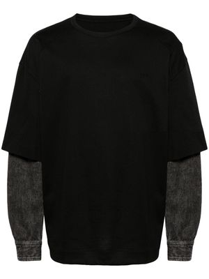 Juun.J panelled long-sleeve T-shirt - Black