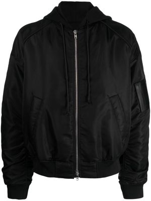 Juun.J ruched hooded bomber jacket - Black