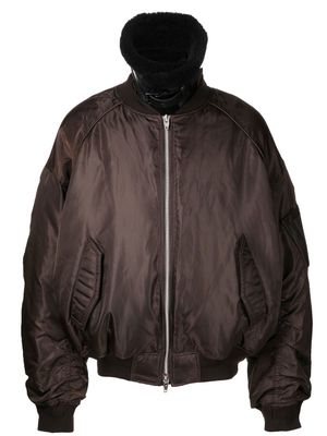 Juun.J shearling-collar padded bomber jacket - Brown